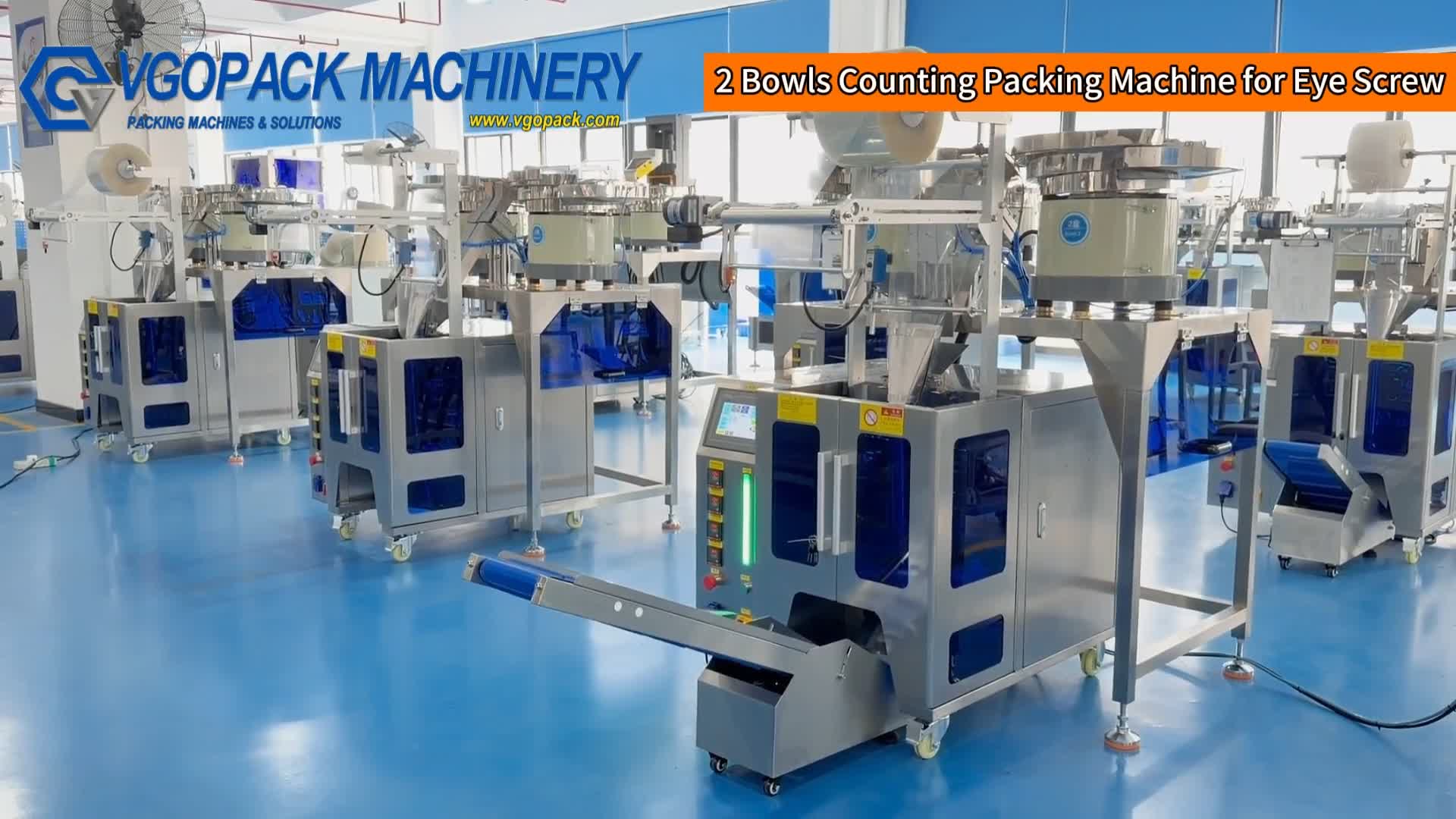 2 Vibration Bowls Counting Packing Machine for Eye Screw