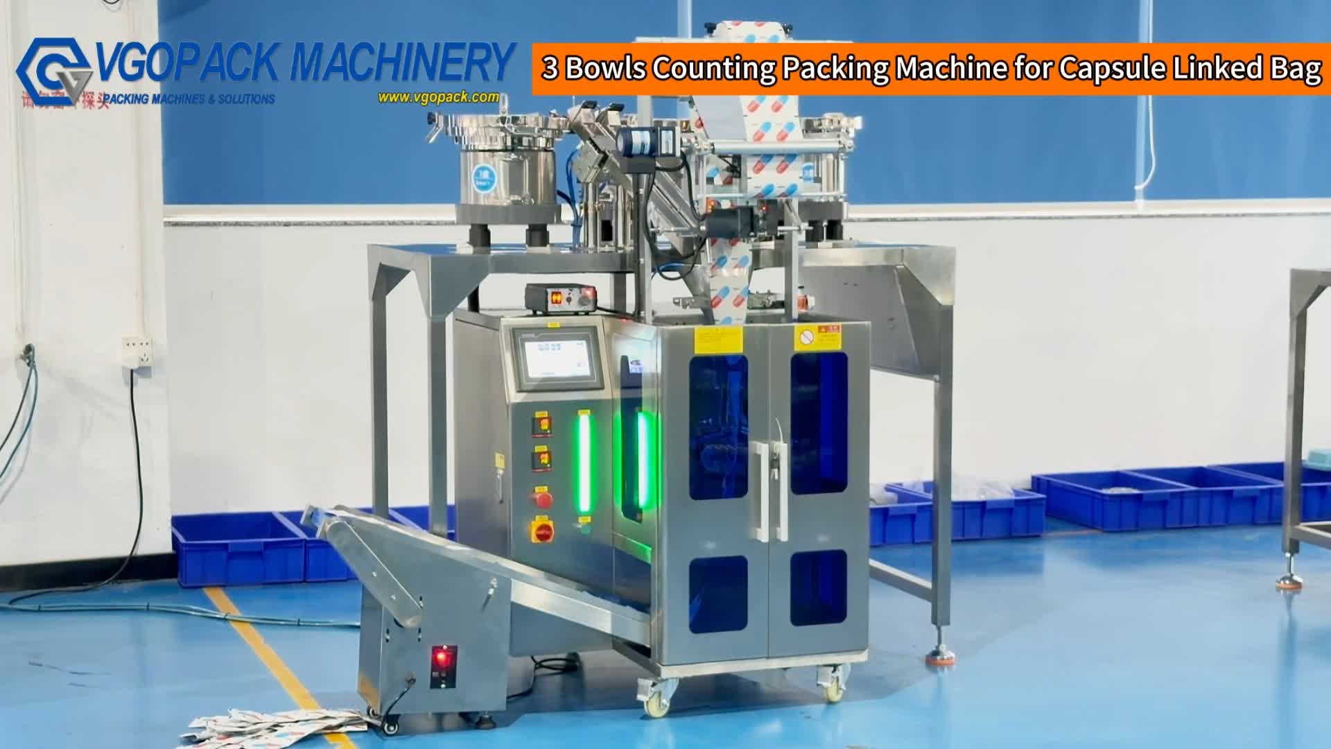 3 Bowls Counting Packing Machine for Capsule 3-side Seal Linked Bag