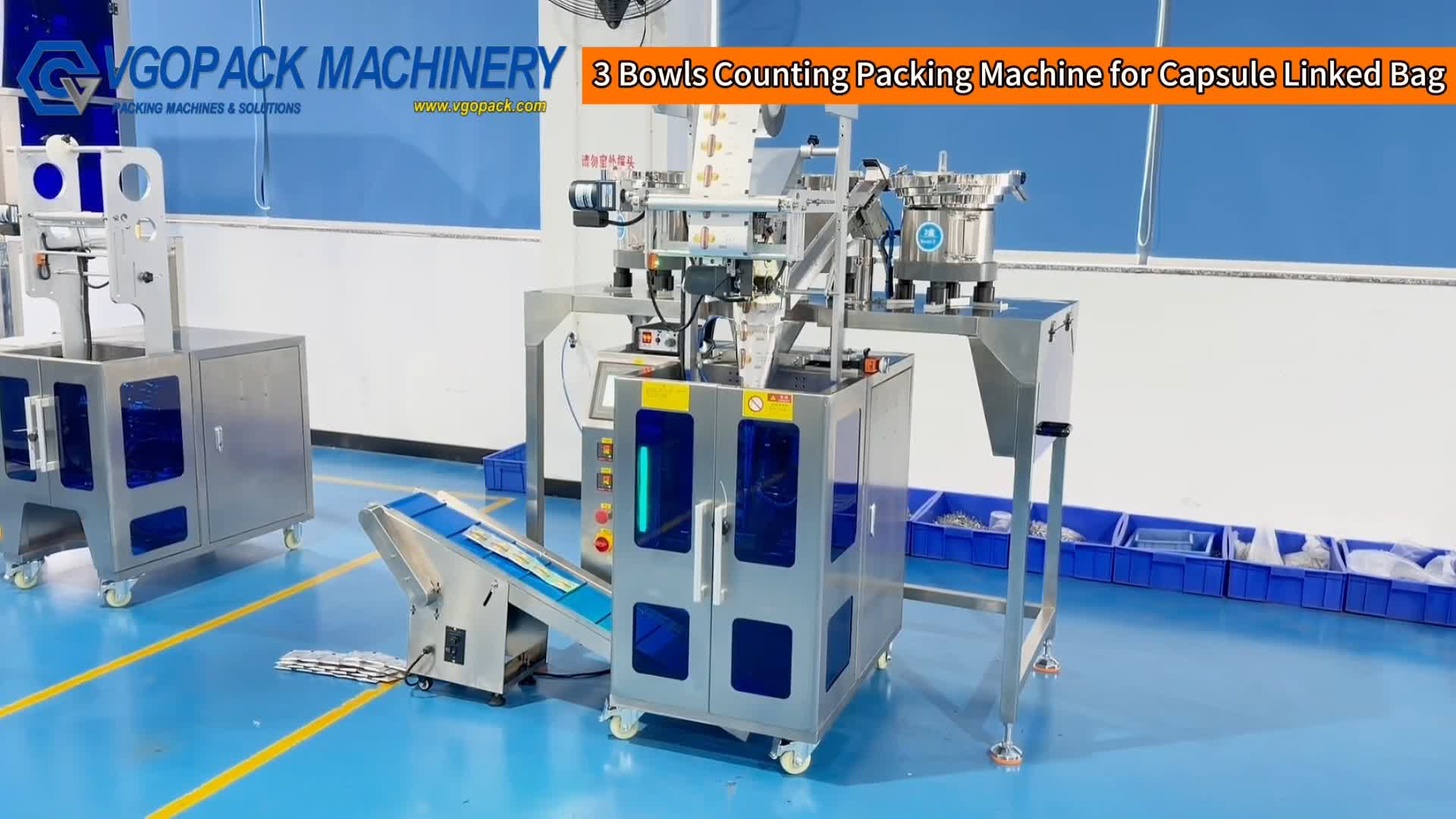 3 Bowls Counting Packing Machine for Daily Supplement 3-side Seal Linked Bag