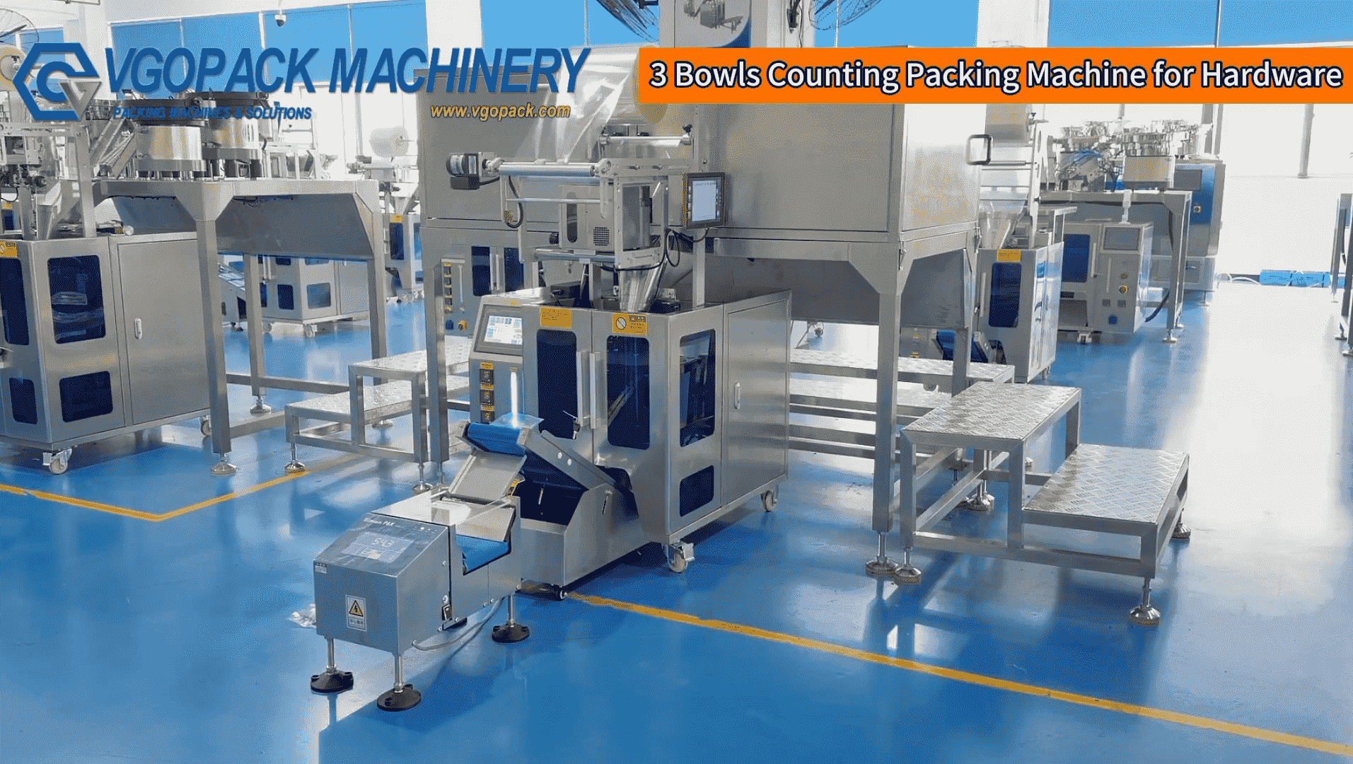 3 Bowls Counting Packing Machine with Noise Cover for Hardware Parts