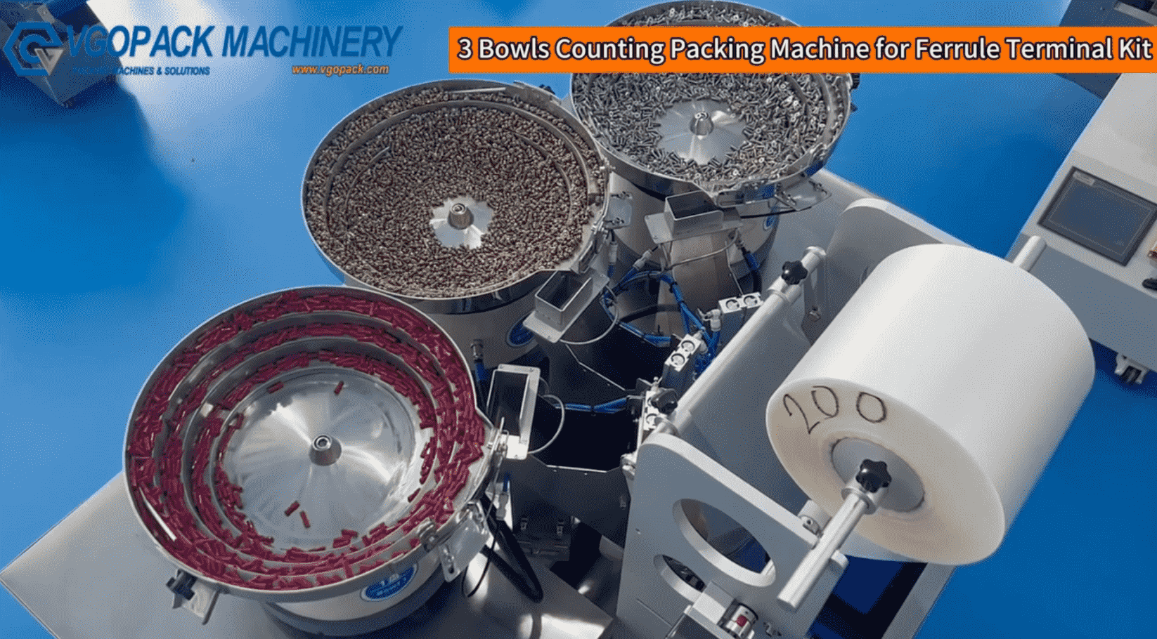 3 Vibration Bowls Counting Packing Machine for Wire Terminal Accessories Kit