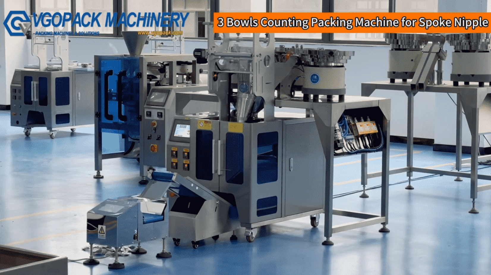 3 Vibration Bowls Counting Packing Machine for Spoke Nipple