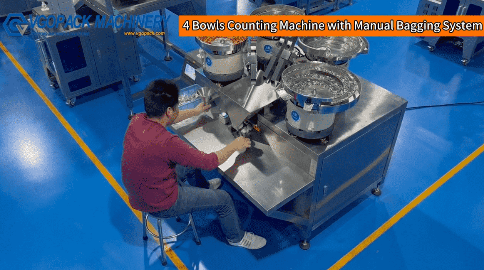 4 Vibration Bowls Counting Machine with Manual Bagging System