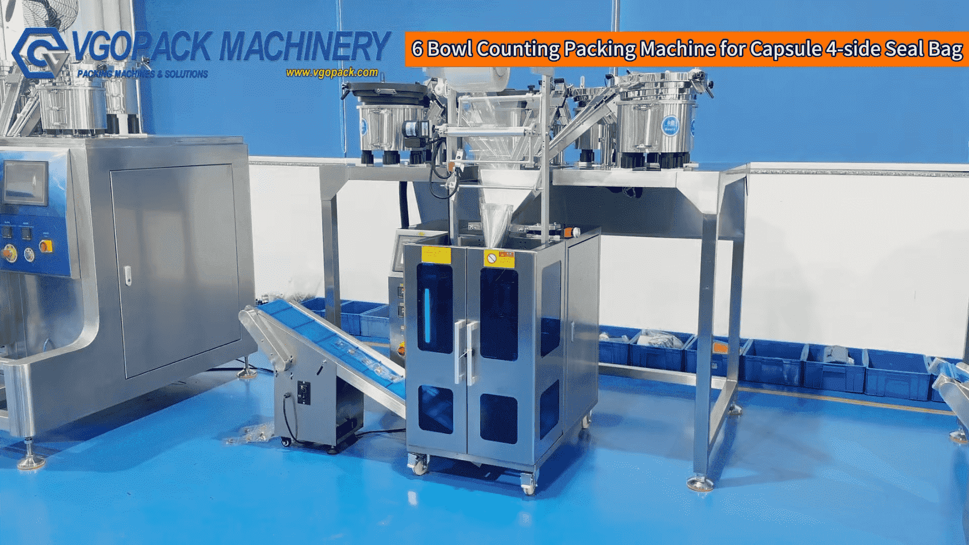 6 Bowl Daily Supplement Packing Machine | 4 Side Seal Linked Bag