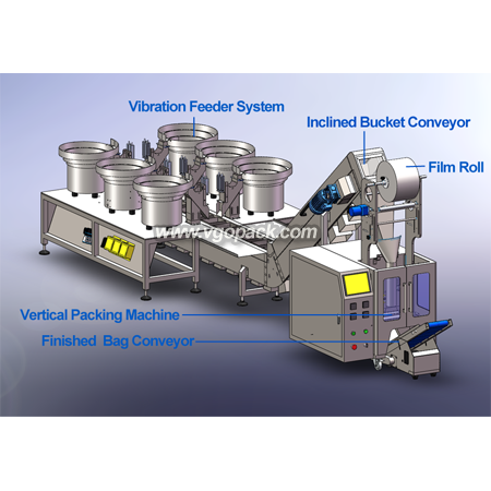 6 Bowls Counting Packing Machine with Bucket Conveyor -Hardware