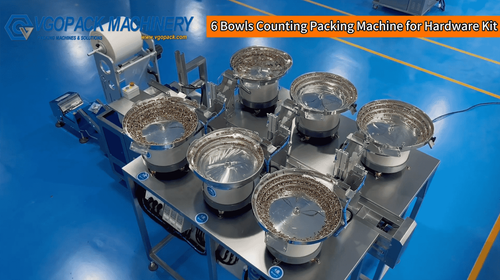 6 Vibration Bowls Automatic Counting Packing Machine with Bucket Conveyor for Hardware Kit