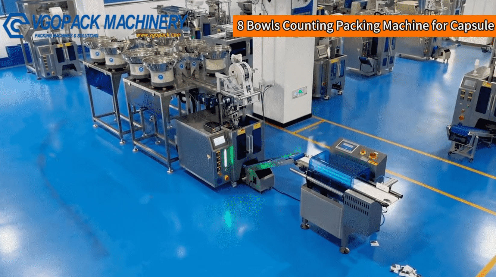 8 Vibration Bowls Counting Packing Machine with Bucket Conveyor for Capsule