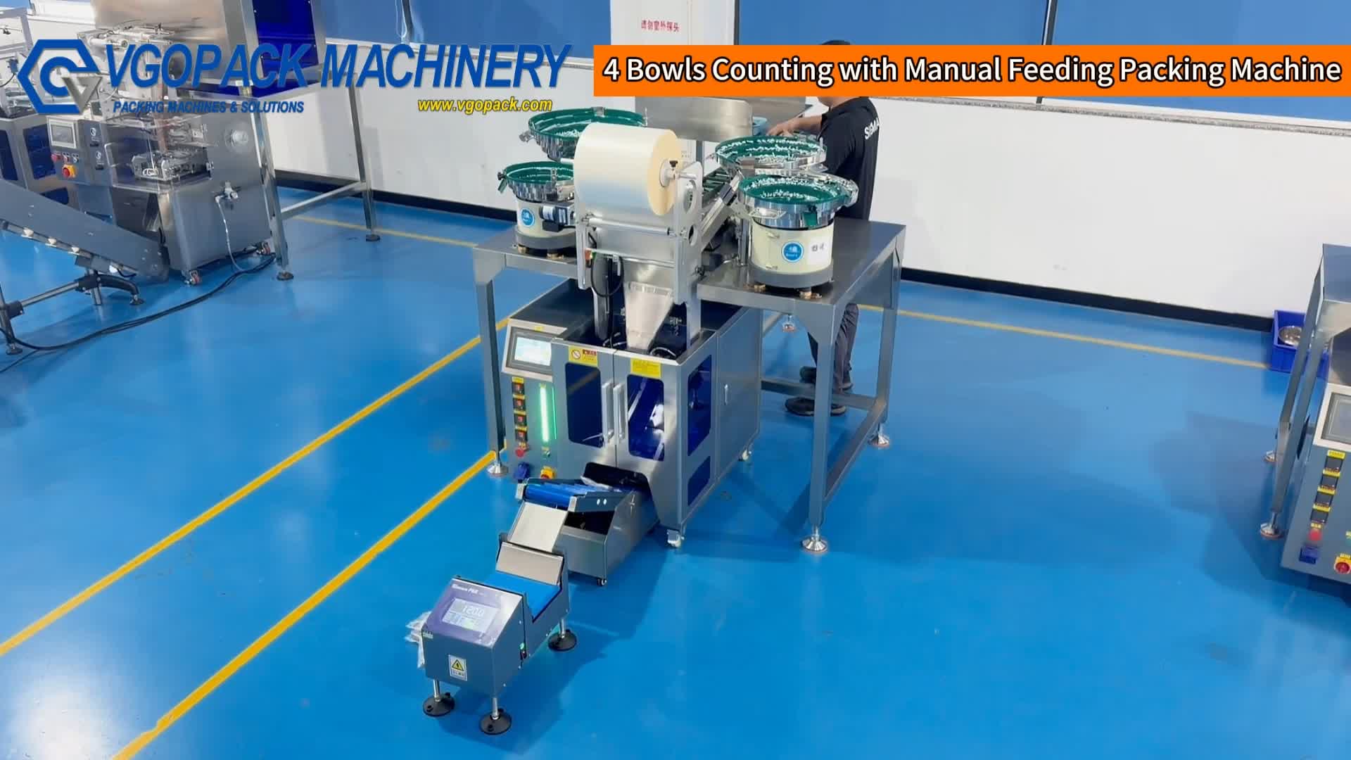 Hardware Kit | Pillow Bag | 4 Vibration Bowls Counting with Manual Feeding Packing Machine