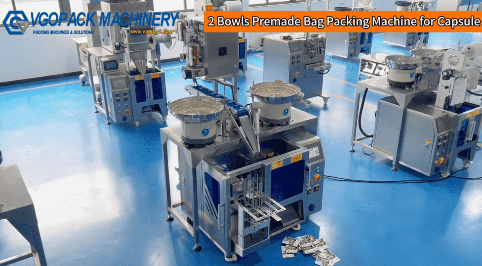 Mini Premade Bag Packing Machine with 2 Vibration Bowls for Capsule