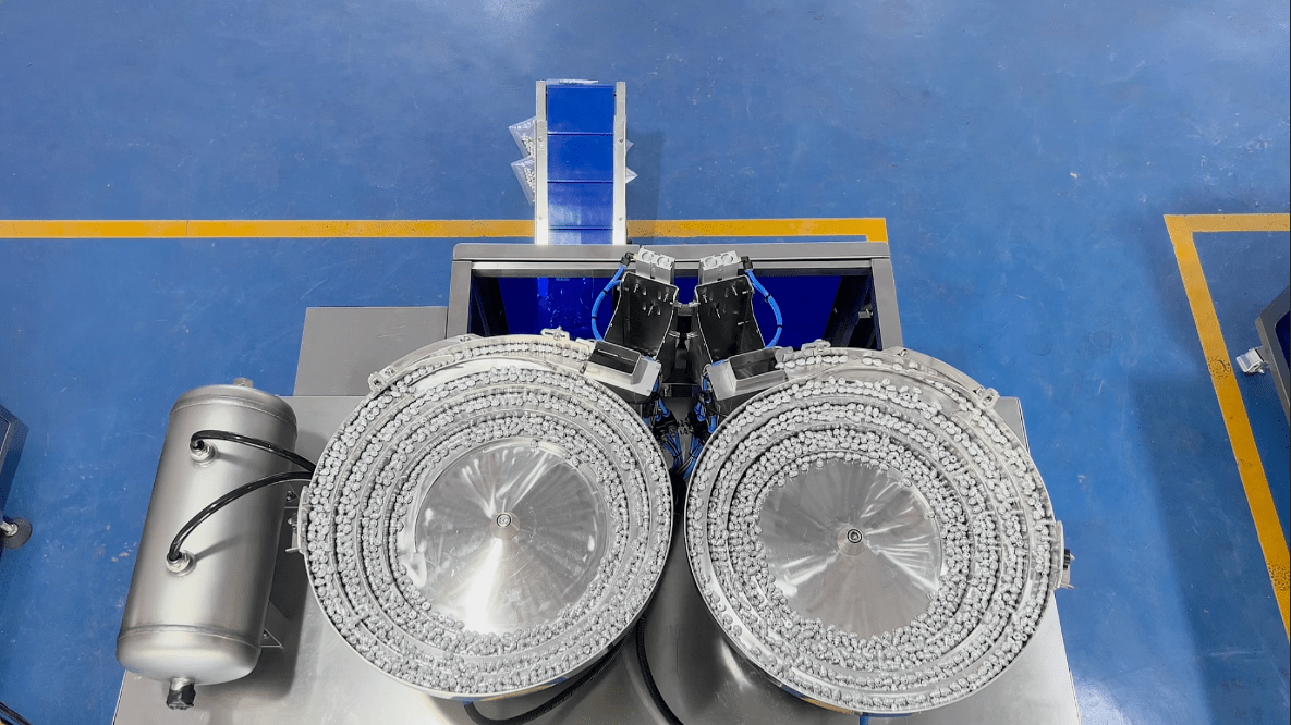 Mini Premade Bag Packing Machine with 2 Vibration Feeders-Hardware Fastener (3)