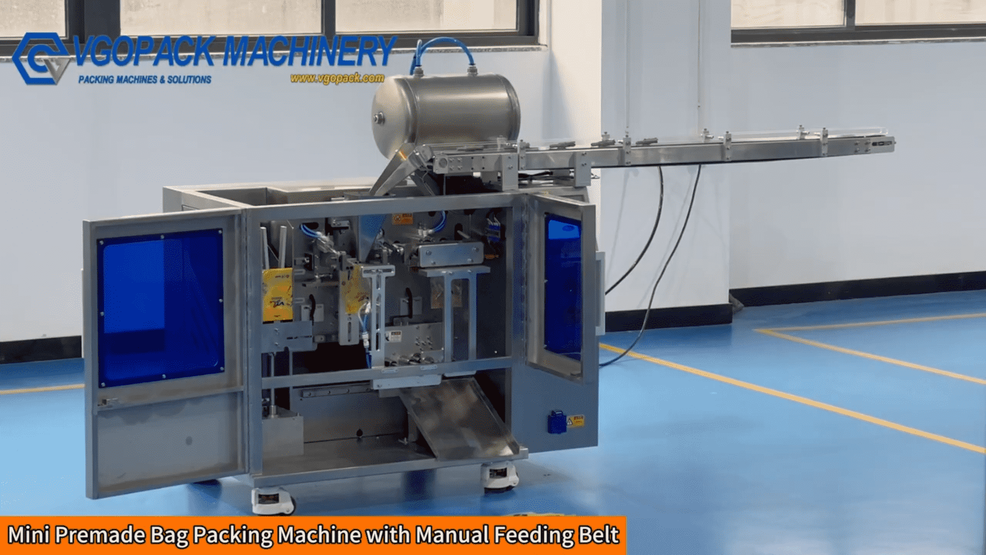 Mini Premade Bag Packing Machine with Manual Feeding Belt for Hardware Part