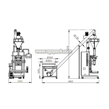 Semi Automatic Packing Machine with Inclined Screw Conveyor and Sealing Machine-Powder 80L (7)