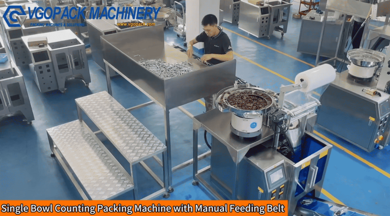 Single Vibration Bowl Counting Packing Machine with Manual Feeding Belt