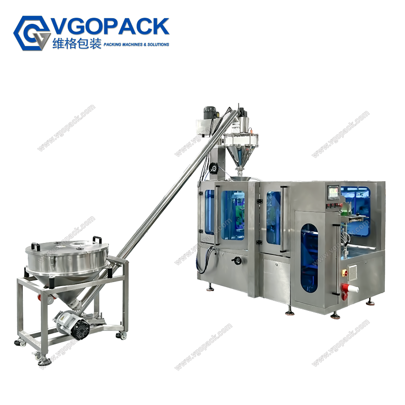 Rotary Eight-Station Premade Bag Packaging Machine with Auger Filler for Powder