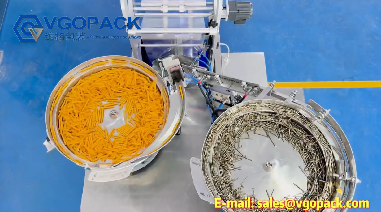 VGOPACK | Double Counting Packing Machine for Plastic Dowel and Screws with Bag Support Device