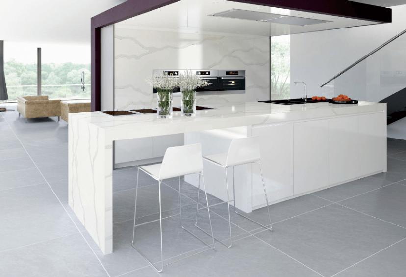 white kitchen worktops