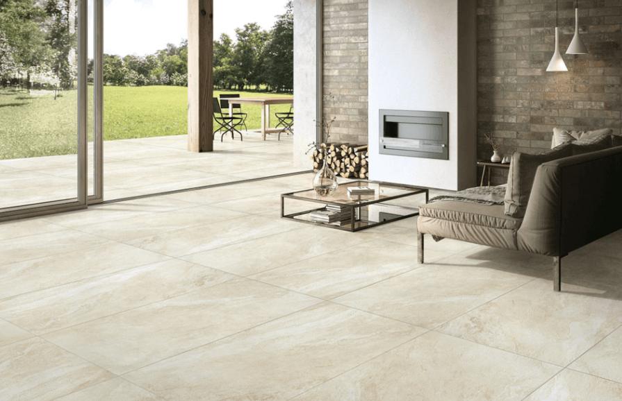 white polished porcelain floor tile