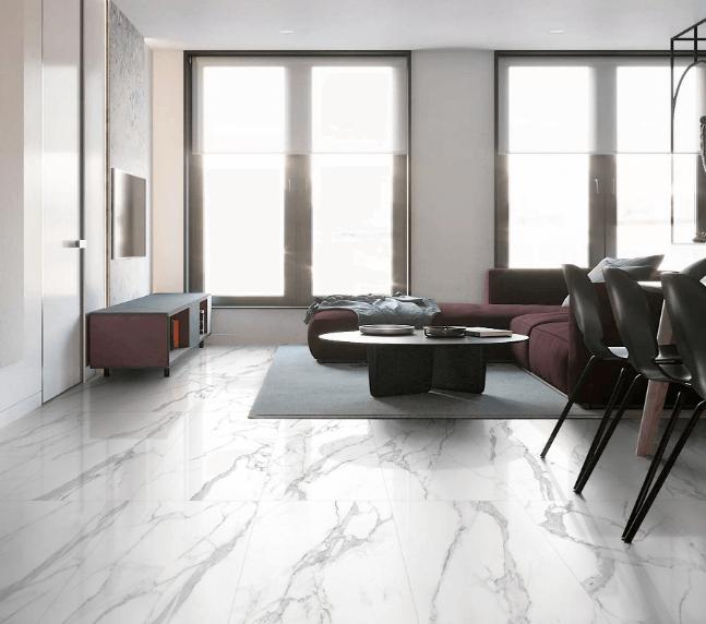 white gloss floor tiles