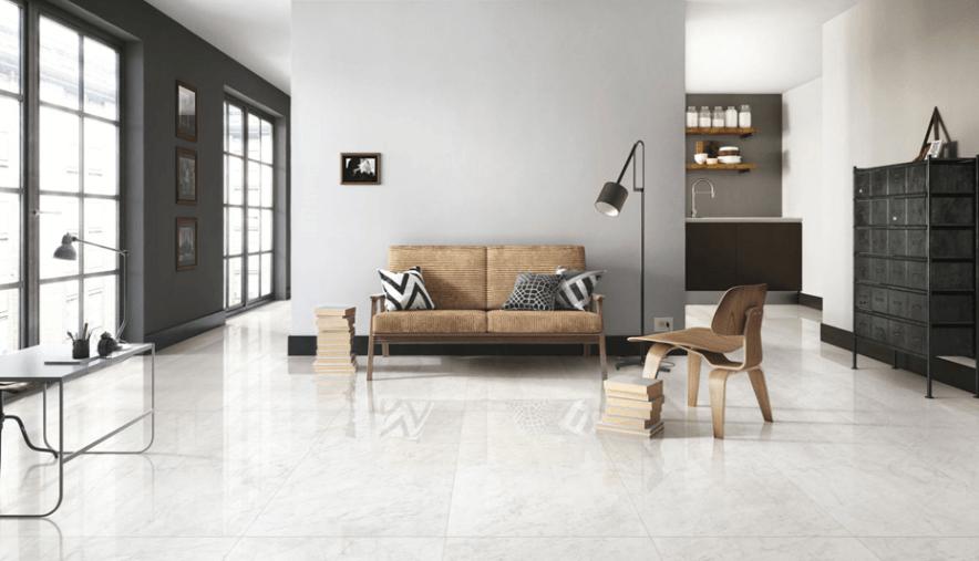 white floor tiles