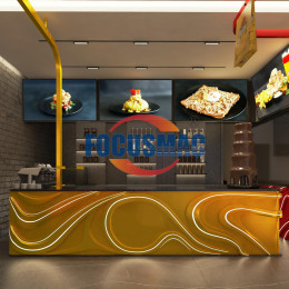Overhead Conveyor Belt Automate Food Delivery System At Fast Food Restaurant