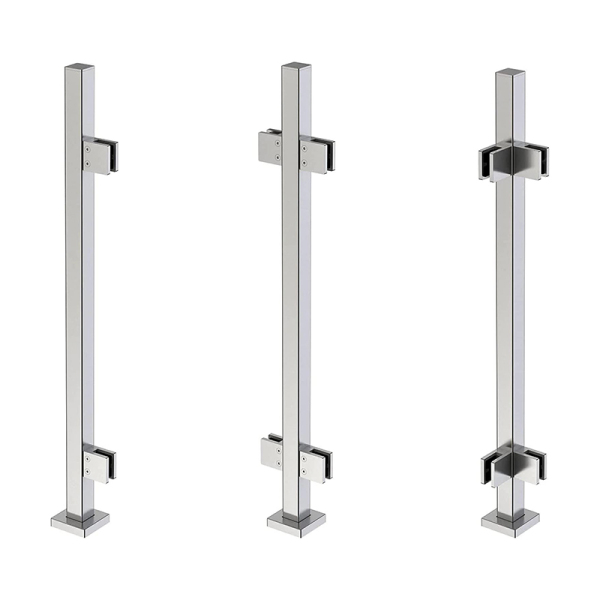 Stainless Steel Glass Railing Systems with Square Surface Post