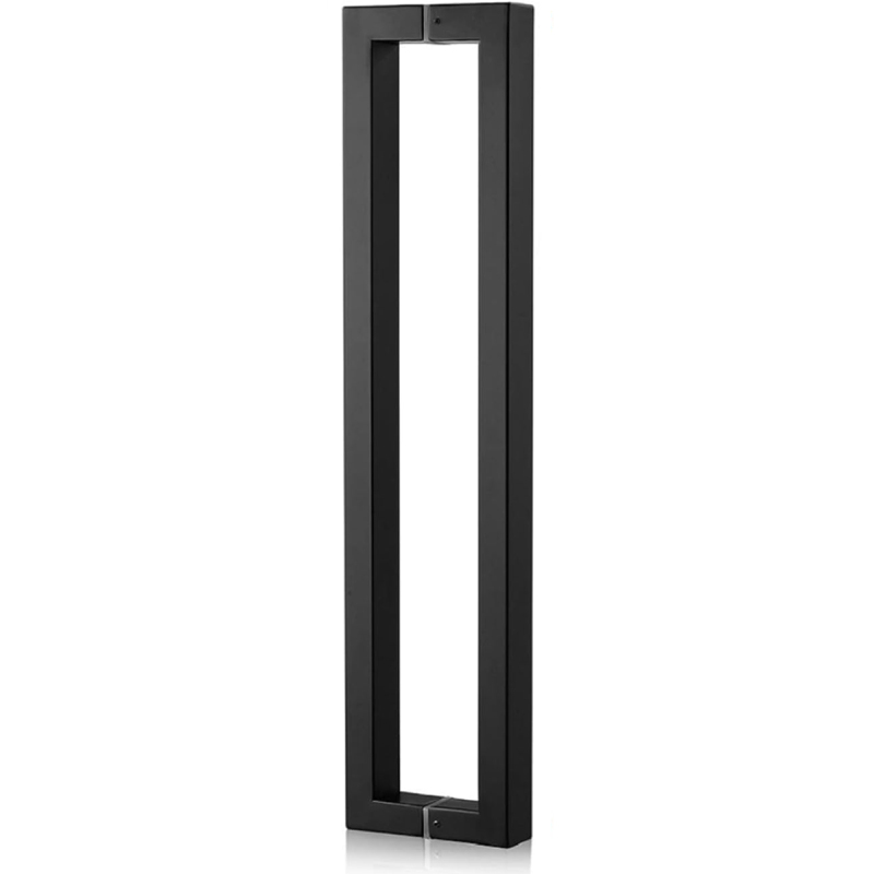 Square Rectangle Flat Shape Bar Stainless Steel Modern Contemporary Entry Door Handle Bar Pull Shower Glass Sliding Barn Door Interior Exterior Door Pull Push, Matte Black Paint Finish