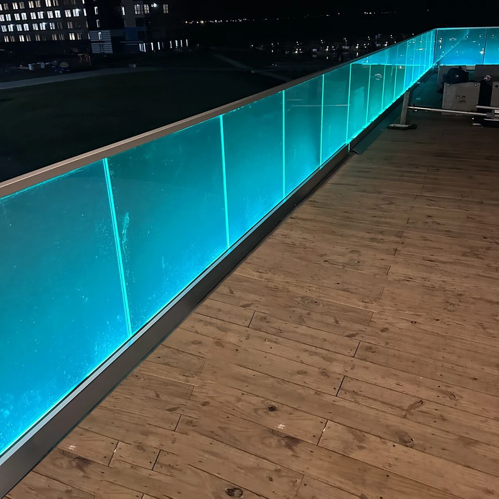 Frameless Tempered Glass Railing with LED Light