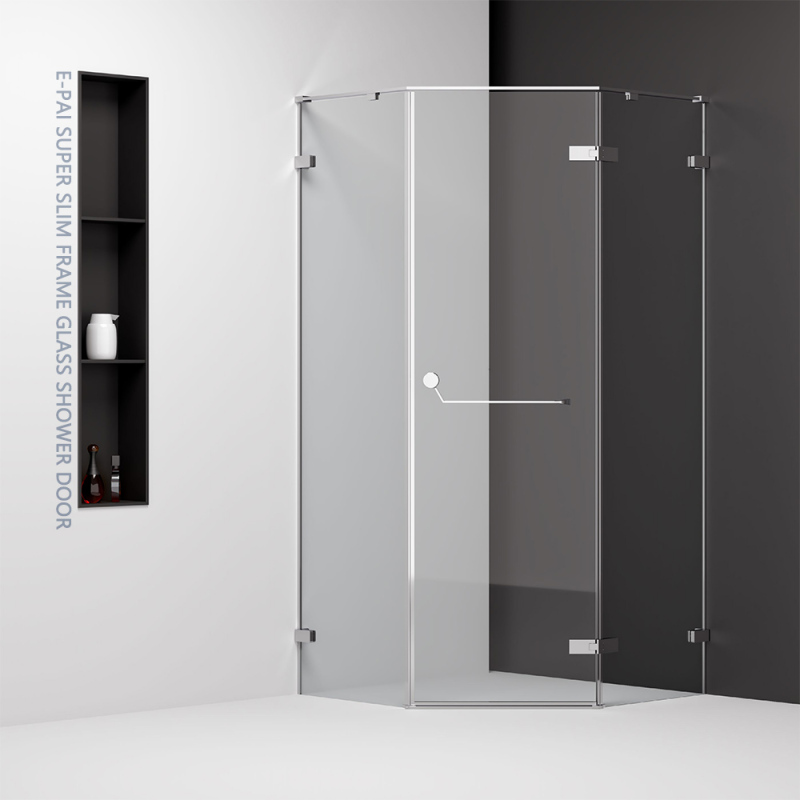 Super Slim Frame Glass Shower Door GB82 Diamond Shape Shower Enclosure with Pivot Door