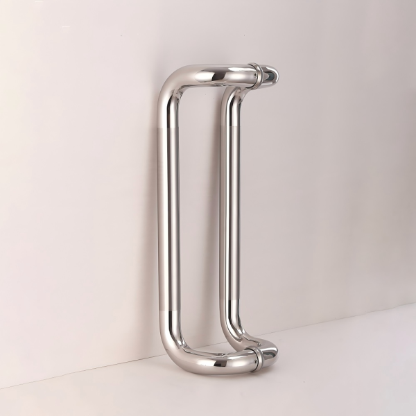 Polishing 90 Degree Offset Door Pull Handles, SUS304 Stainless Steel for Glass & Wood Doors
