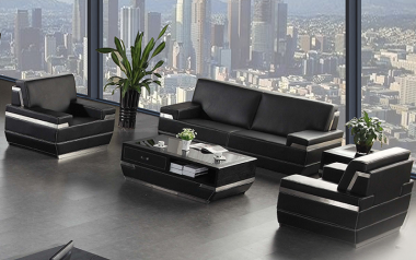 8072 black leather sofa