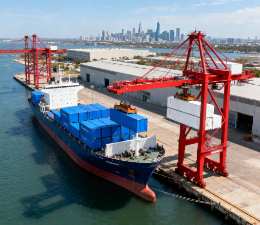 containers are being loaded onto ships-haiyuan