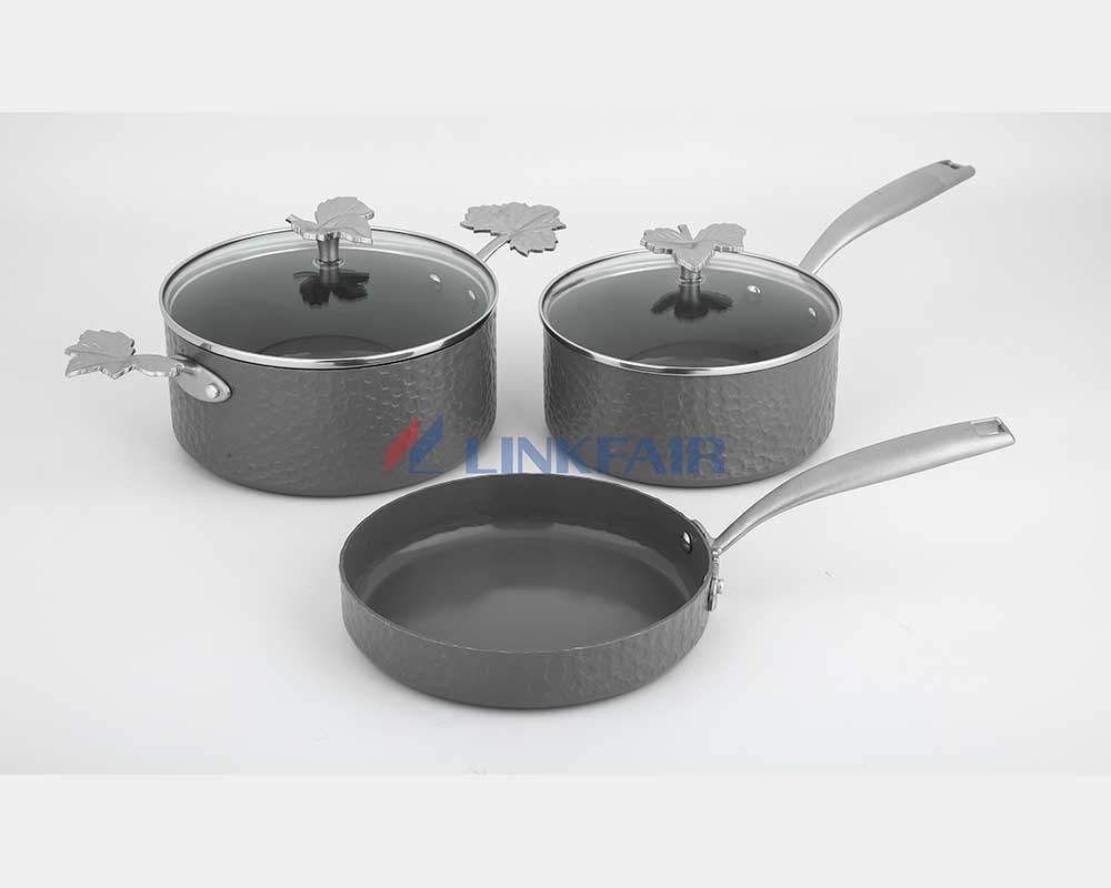 Aluminum Non-Stick Cookware Set with Casting Flower Design Handles