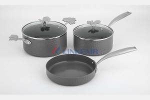 Aluminum Non-Stick Cookware Set with Casting Flower Design Handles