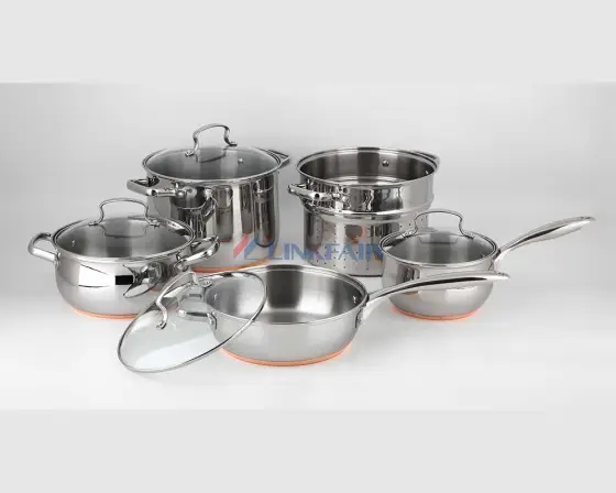 9-piece Cookware Set,  Pots and Pans Set with Copper bottom