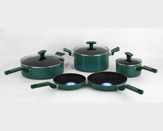 8-Piece Non Stick Cookware Set of Green Color