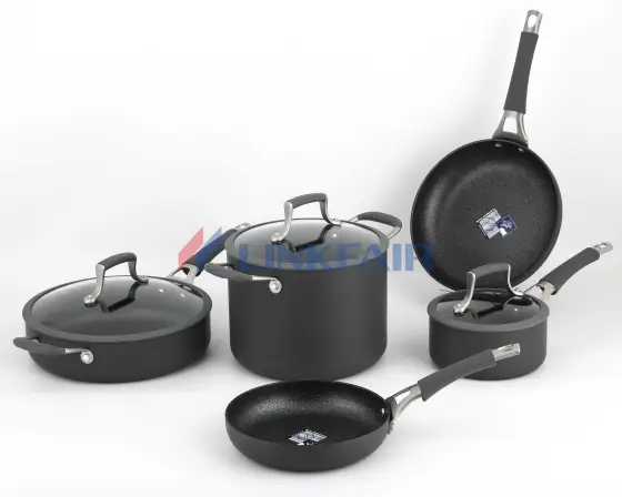 8-Piece Hard Anodized Cookware Set with Cast Silicon Handle