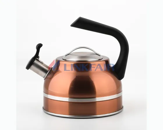 Metallic Stainless Steel Stovetop Tea Kettle, 2.2L, Copper color