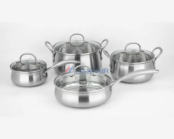 8-piece Belly shape Pan and Pot Set