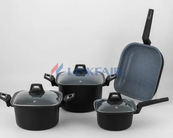 7-Piece Non-stick Cookware Set, Forged square Pots and Pans Set