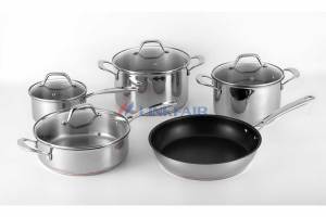 Stainless Steel Cookware Set With 5 Layer Copper Bottom