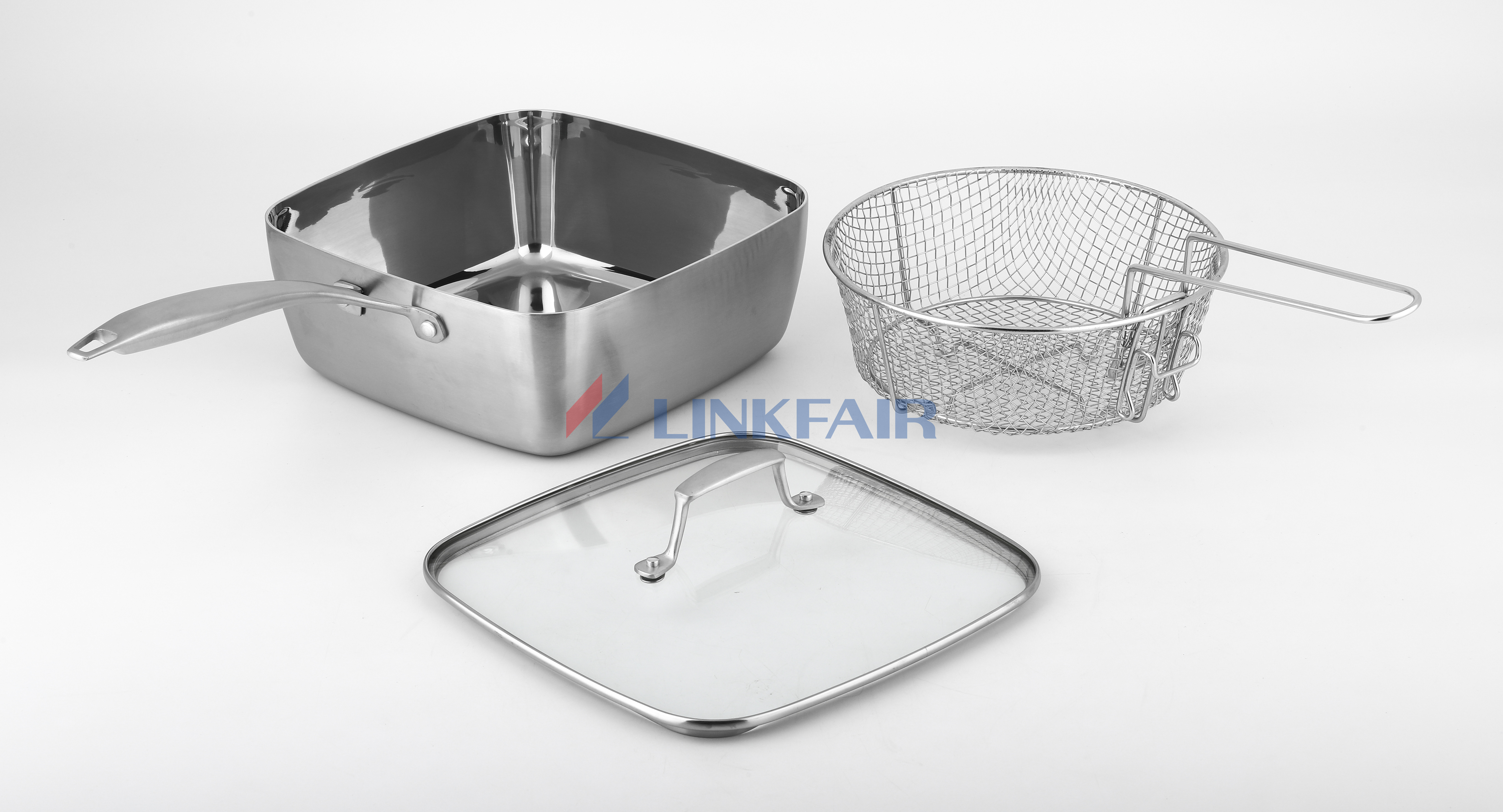 Efficiency Redefined: Tri-Ply Square Multi Pot with Fry Basket Advantages