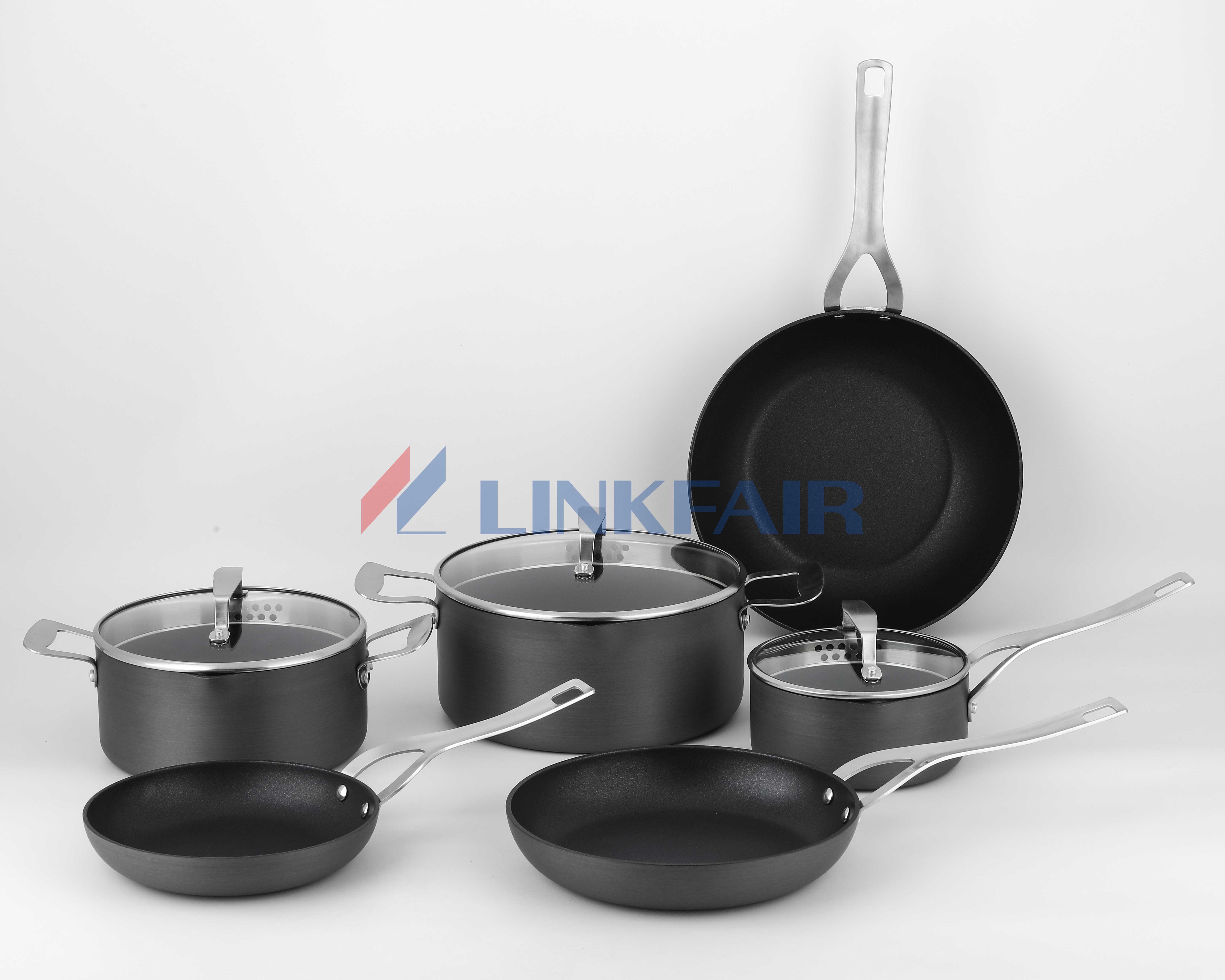 9-Piece Hard-anodized Non-Stick Aluminum Cookware