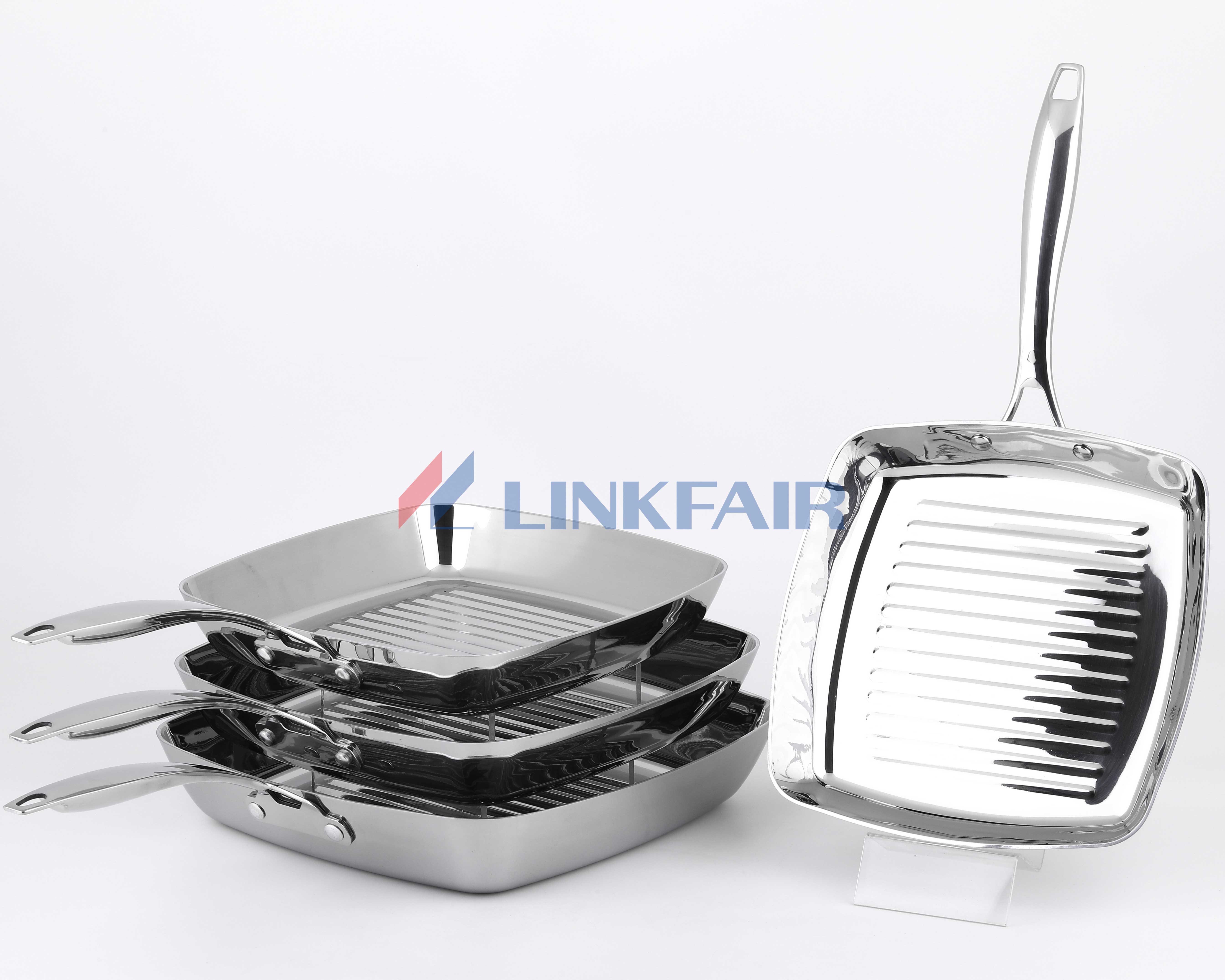 tri-ply stainless steel square grill pan