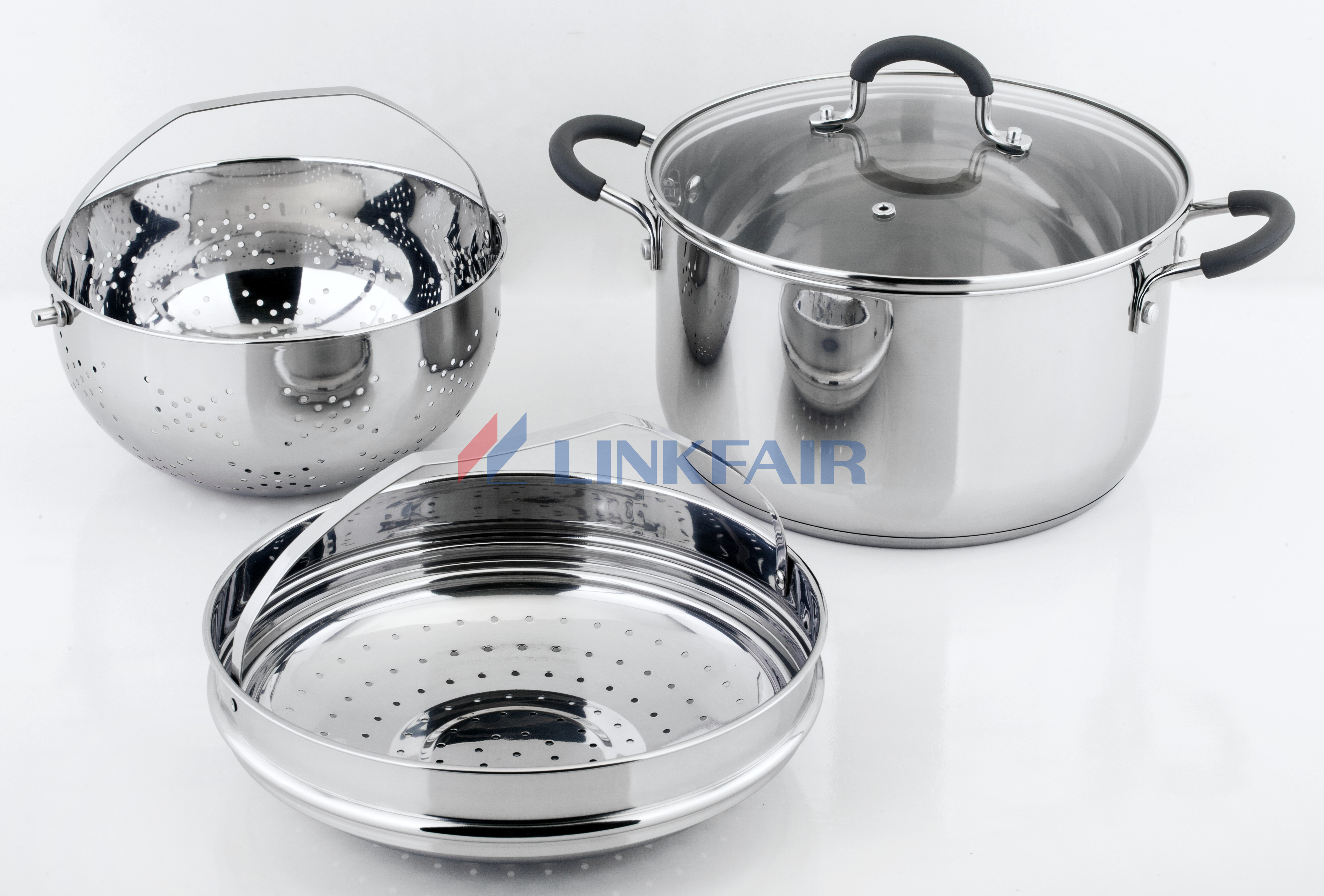 4-piece multi cooker with strainer basket insert