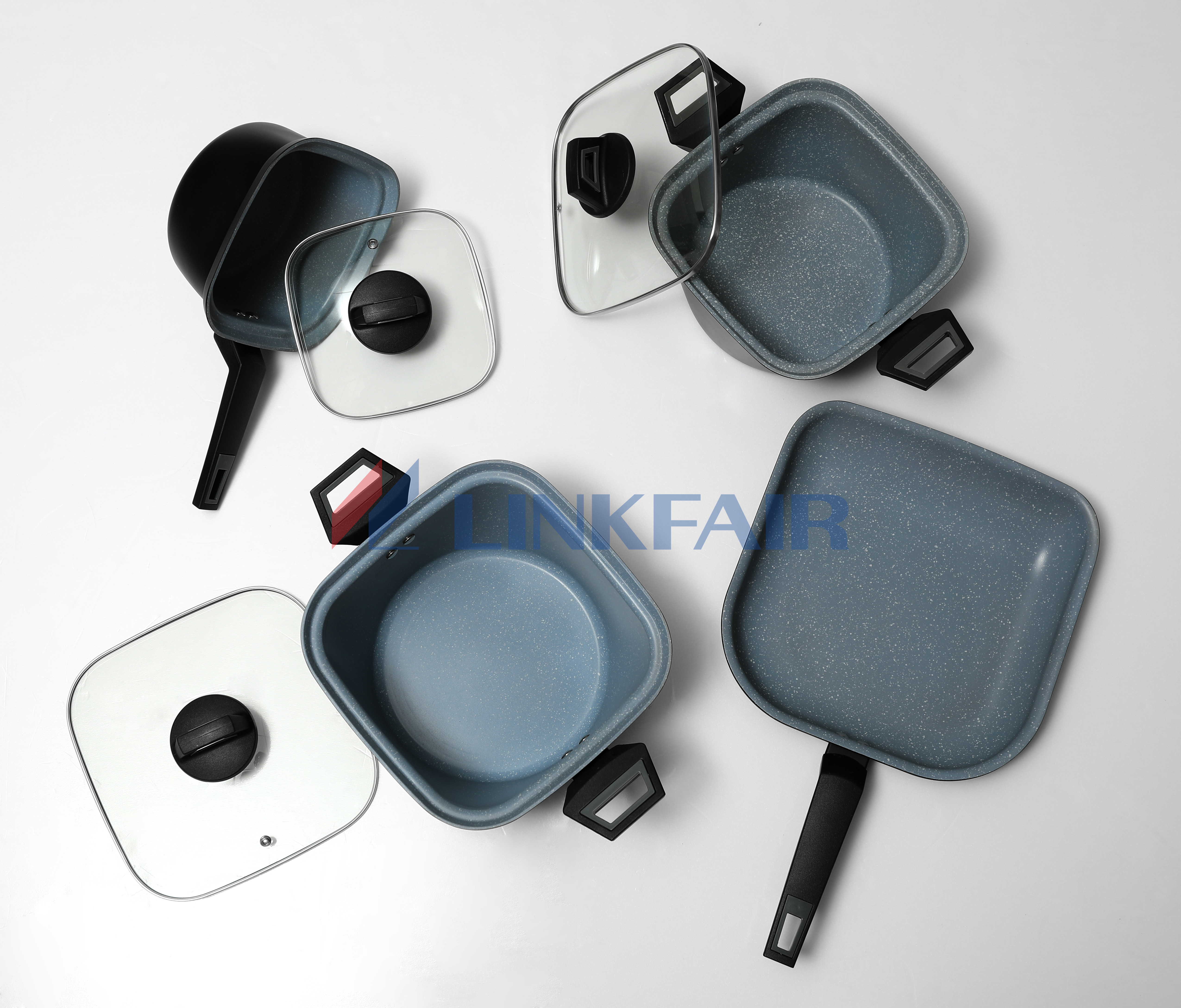 non-stick forged square pots and pans set