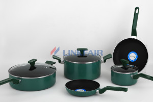 Green Color Non-Stick Cookware Set: Cooking in Harmony with the Environment