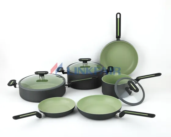 9-piece Hard Anodized  Avocado Non-stick  Aluminum cookware 