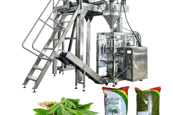 Máquina automática para moler y envasar hojas de yuca
