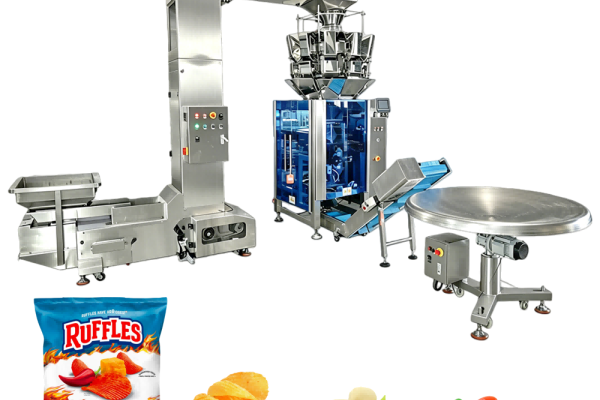 Máquina de envasado totalmente automática de snacks inteligentes: dulces, patatas fritas, chocolate y frijoles.