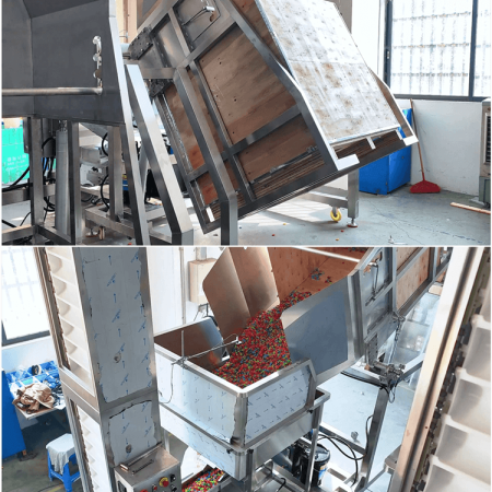 Descargador de carros de nuevo diseño con alimentador elevador de cangilones